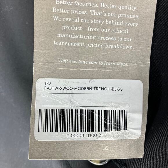 NWT EVERLANE The Italian Wool Modern Trench Black Small - Picture 5 of 6